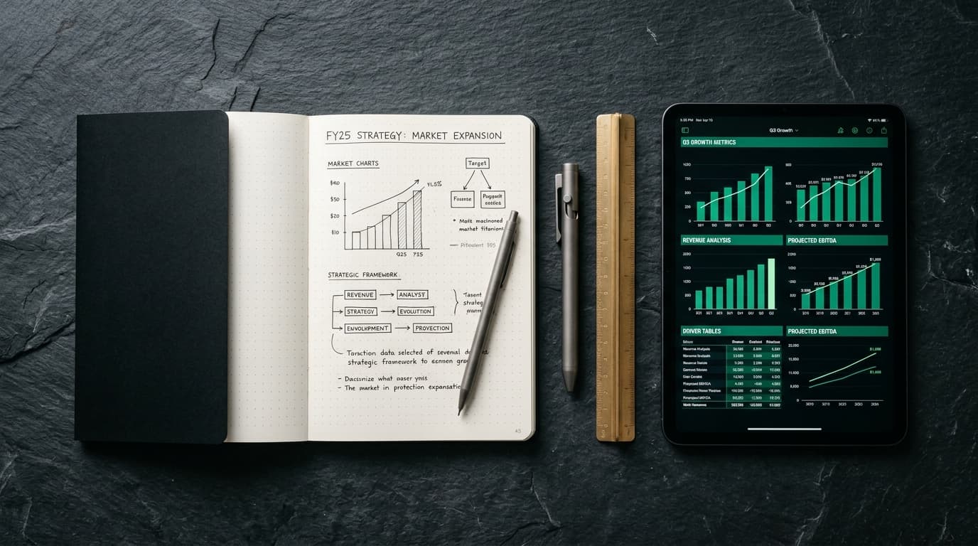 PlanAI Strategy and Financial Workspace Still Life